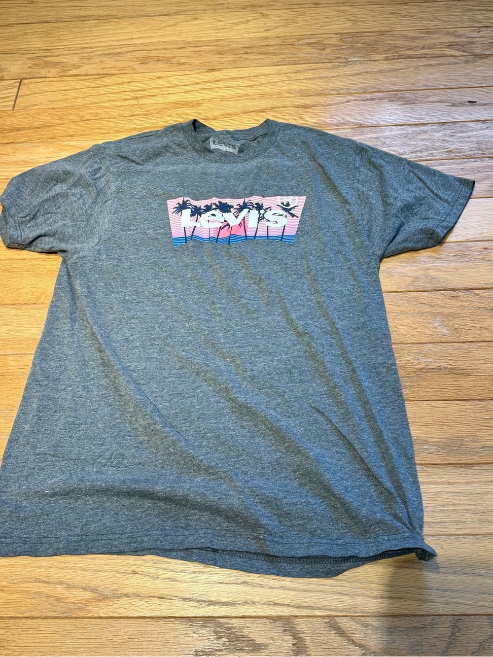 Levi's Gray Short Sleeve Tee with Pink & Blue Logo